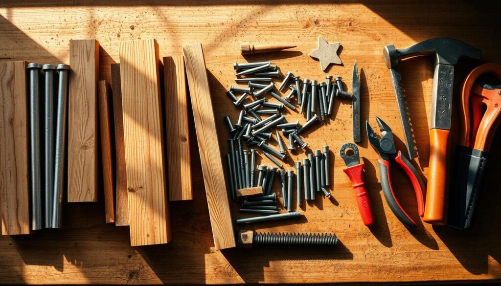 Materialien für Zaunreparatur